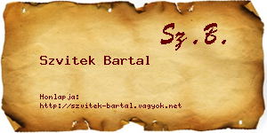 Szvitek Bartal névjegykártya